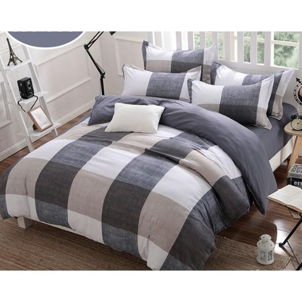 Bộ ga gối poly 1,6m kẻ karo to