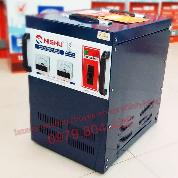 Ổn Áp Nishu 10KVA DR-I dải 50-250V, bảo hành 4 năm, 100% dây đồng