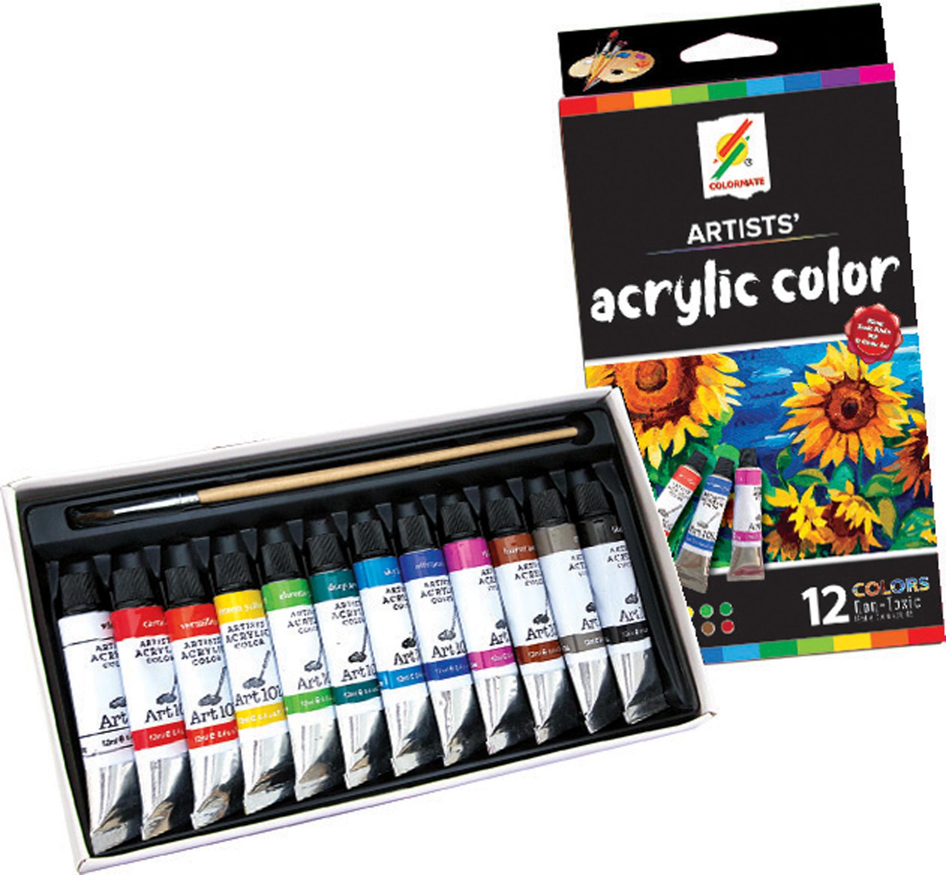 HỘP GIẤY 12 TUÝP MÀU ACRYLIC
