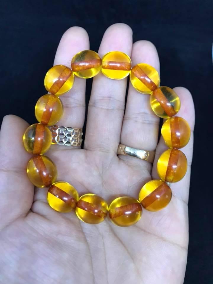 [HCM]VÒNG TAY HỔ PHÁCH VÀNG -HẠT TRÒN.12LY