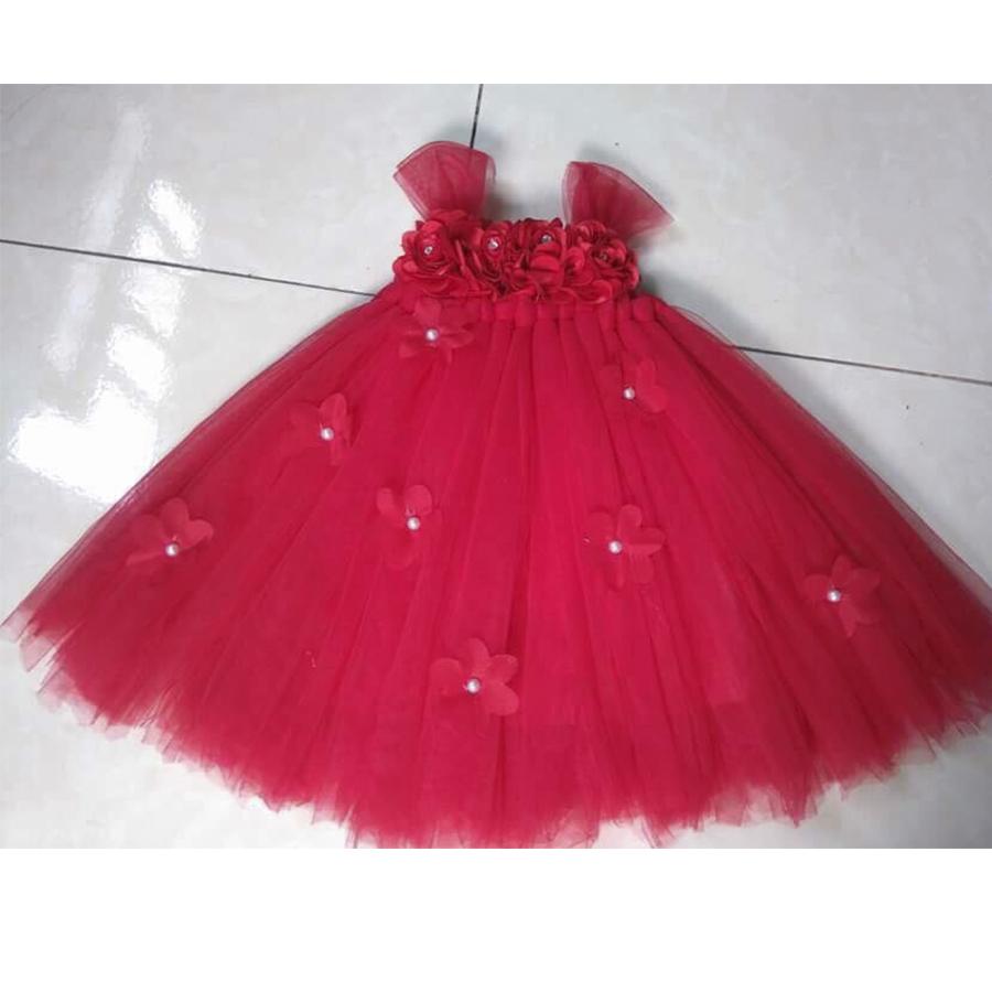 Váy tutu đỏ hoa hồng đỏ