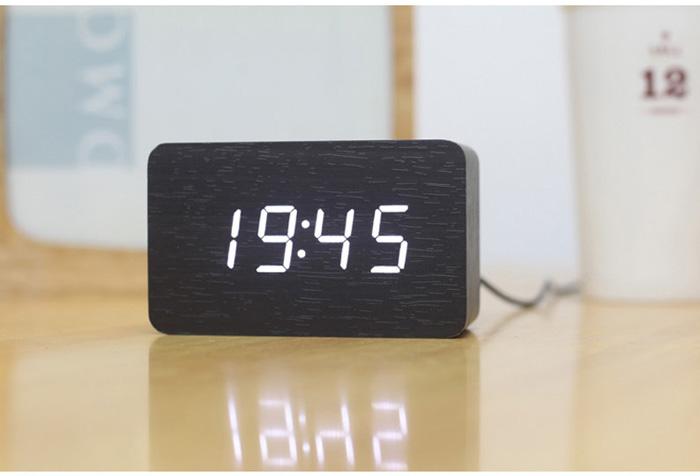 Đồng Hồ Gỗ Báo Thức Hình Chữ Nhật 1295 Wood LED Digital Desk Alarm (Trắng)