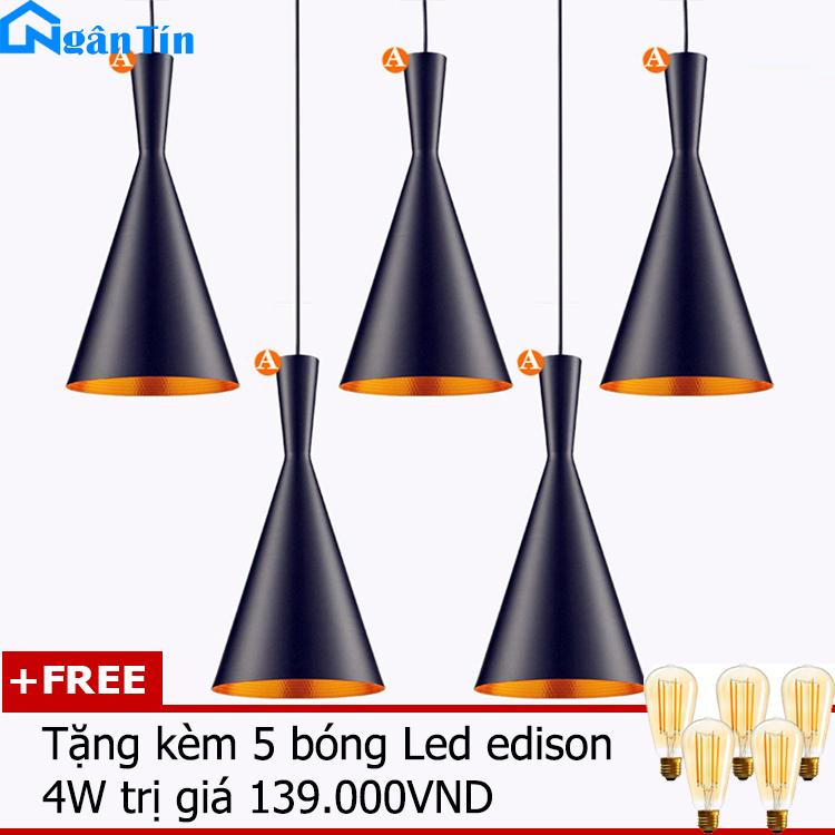 Bộ 5 đèn thả trần trang trí nhà quán cà phê THCN28 (Tặng kèm 5 bóng led edison 4w)