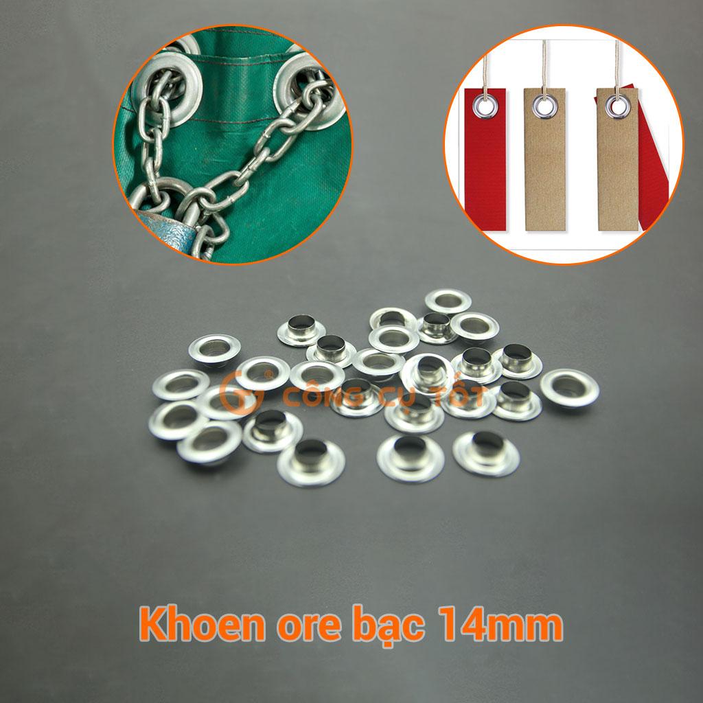 Khoen ore bạc 14mm túi 100 cặp ( mắt cáo)