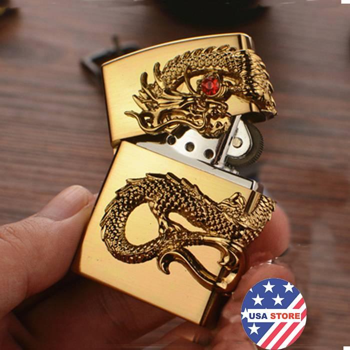 Bật Lửa Rồng Mắt Ngọc Đỏ Cao Cấp FXE1049