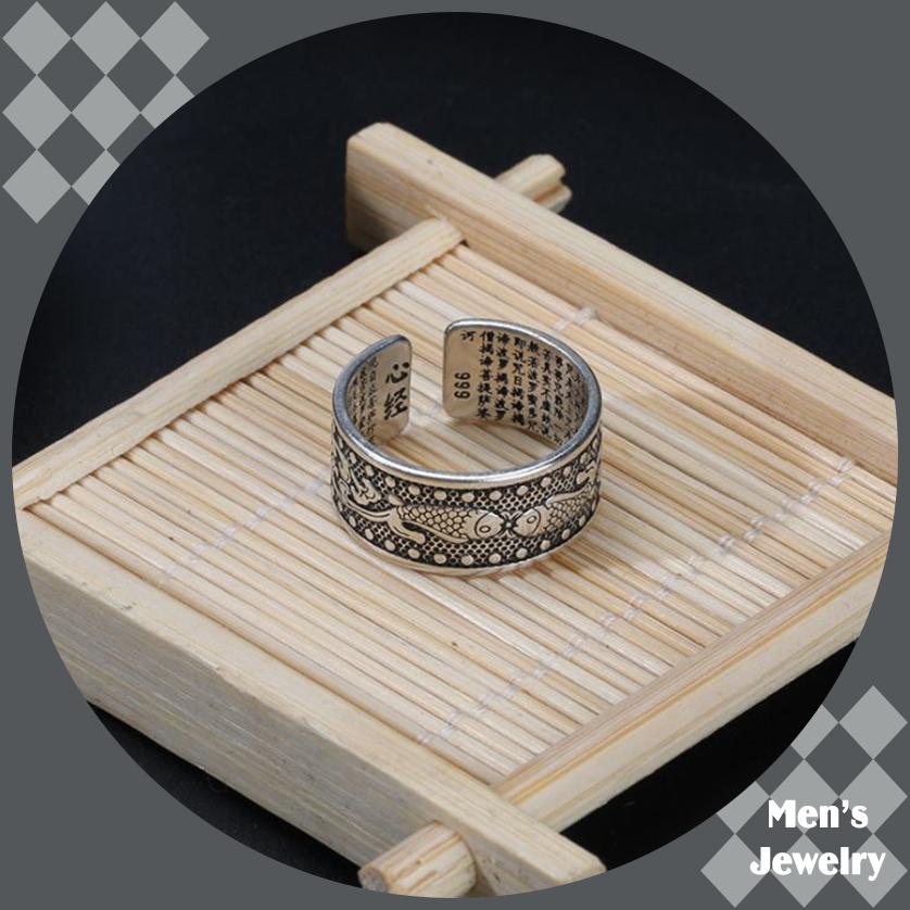 Nhẫn Phật Chú Bình An May Mắn HK Bạc NKP
