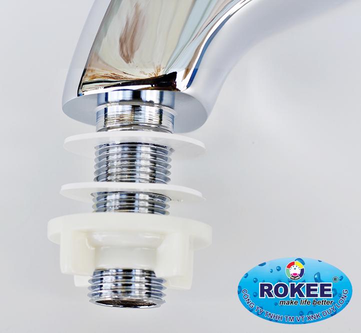 Vòi lavabo lạnh nhấn hơi Rokee DL311 (Trắng bạc)