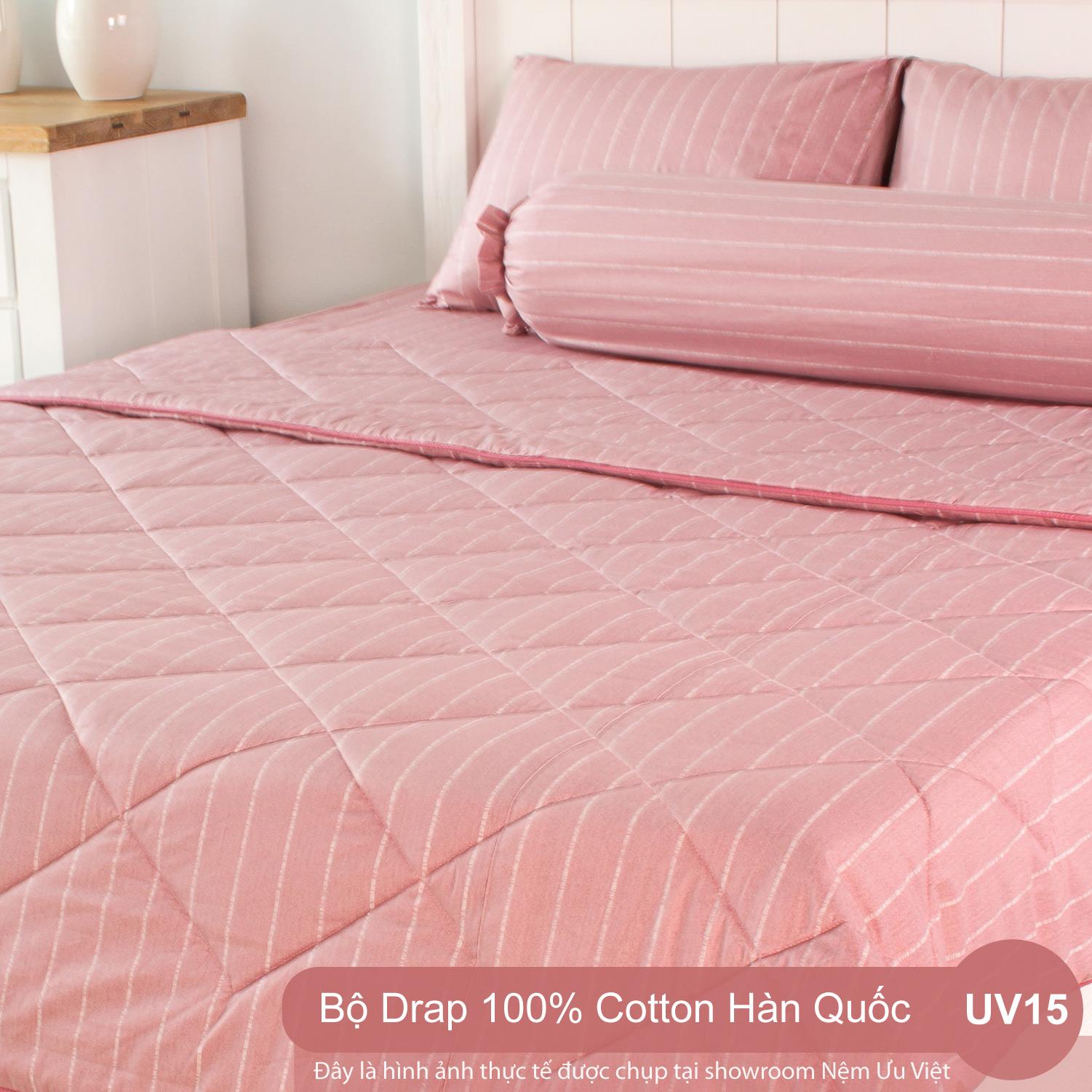 Bộ chăn drap 100% cotton Hàn Quốc UV15 (1m6x2m0)