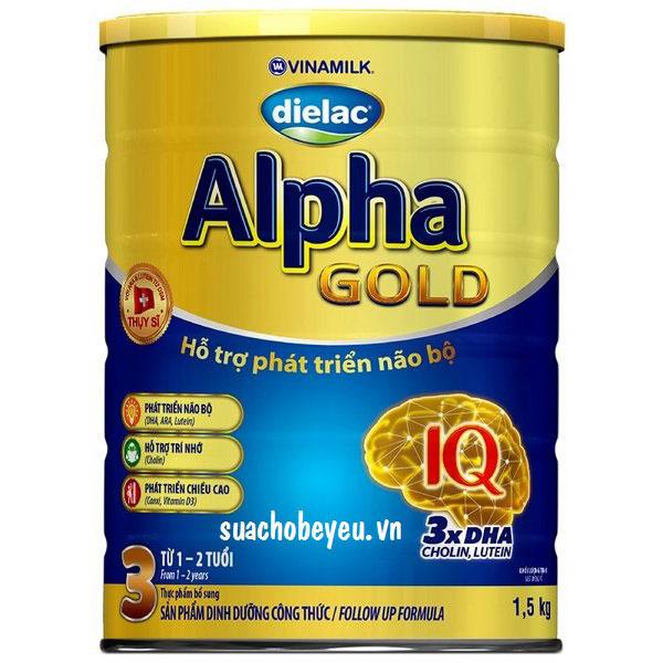 Sữa bột Vinamilk Dielac Alpha Gold 3 1.5kg (hộp thiếc)