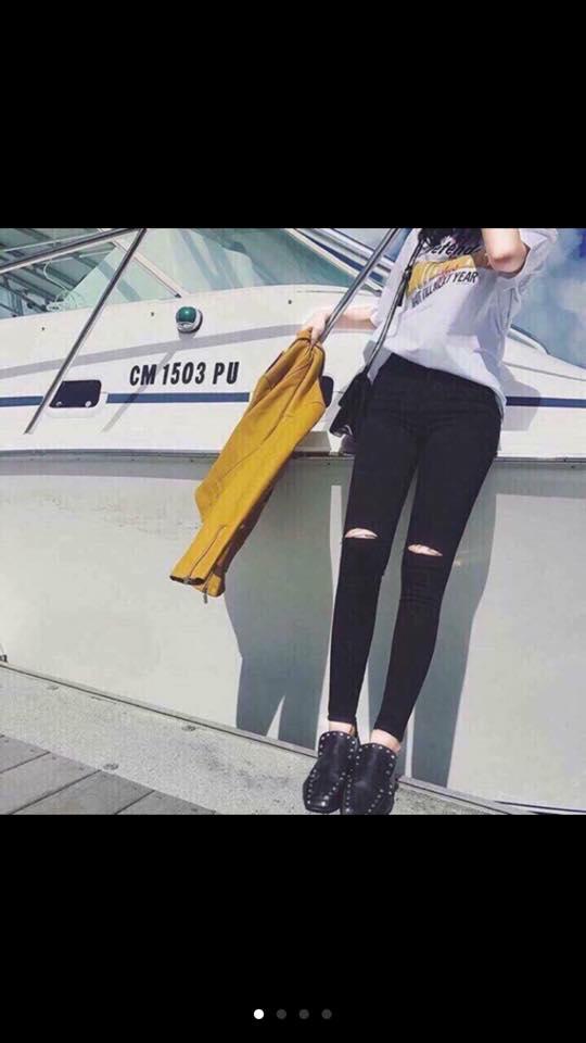 QUẦN THÔ KAKI NỮ RÁCH 6 VẠCH