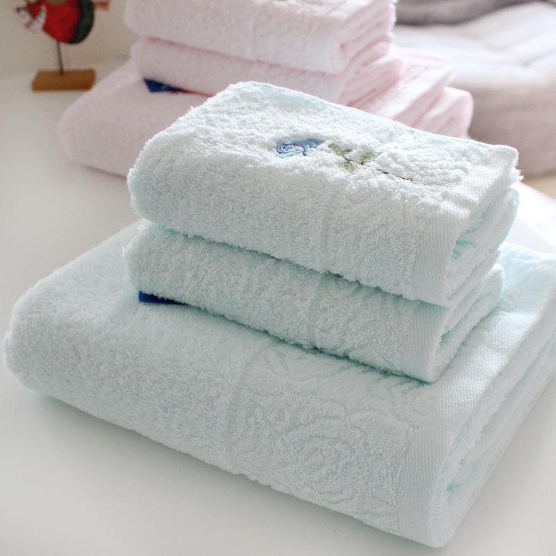 Furijieyu 100% Cotton Nghề Thêu Khăn Mặt Khăn Tắm Ba Mảnh Phù Hợp Với Người Lớn Nữ Đồ Gia Dụng Tắm Bộ Khăn Dày Hút Nước