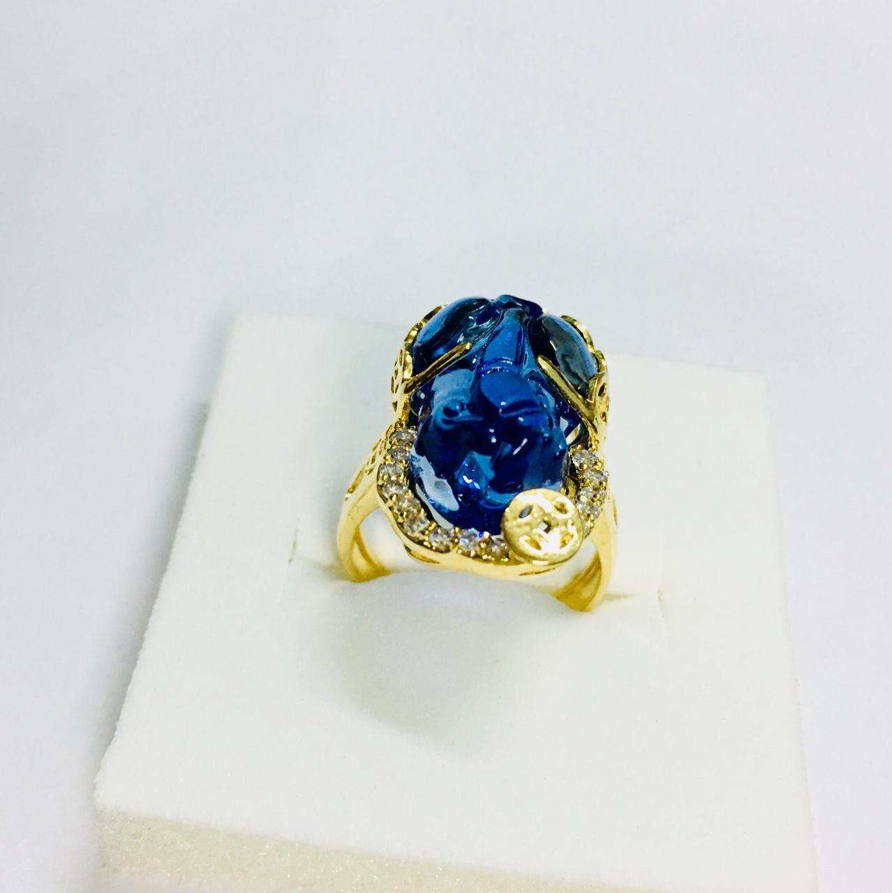 Nhẫn nữ mặt tỳ hưu may mắn NTH08 (xanh ngọc bích/xanh lá/trắng trong/đen/xanh dương/đỏ/vàng trong)