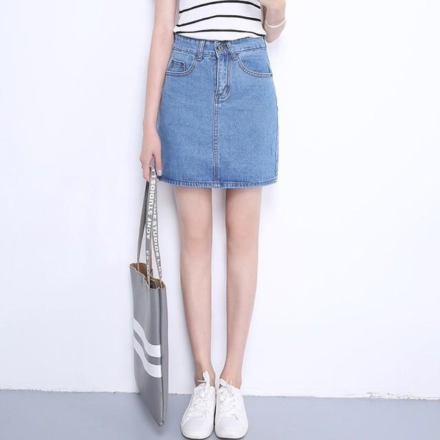 chân váy jean trơn đơn giản
