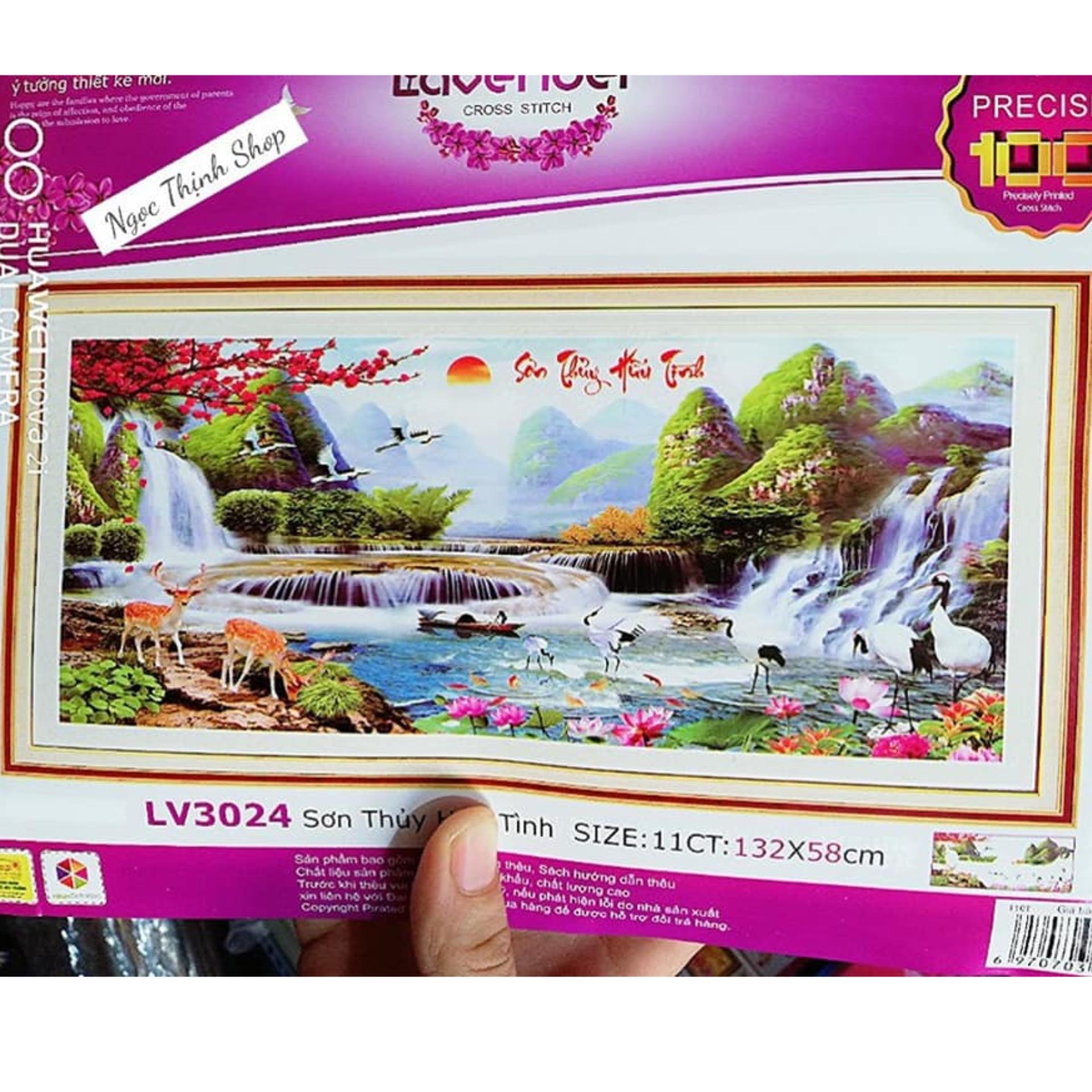 Tranh thêu chữ thập 5D Phong Cảnh Sơn Thuỷ Hữu Tình LV3024