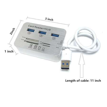 SunnyShop USB 3.0 เครื่องอ่านการ์ดและ 3 ฮับ USB พอร์ตภายนอกความเร็วสูงการ์ดความจำ Reader (MS, Micro SD, SD/MMC, m2, TF Card)