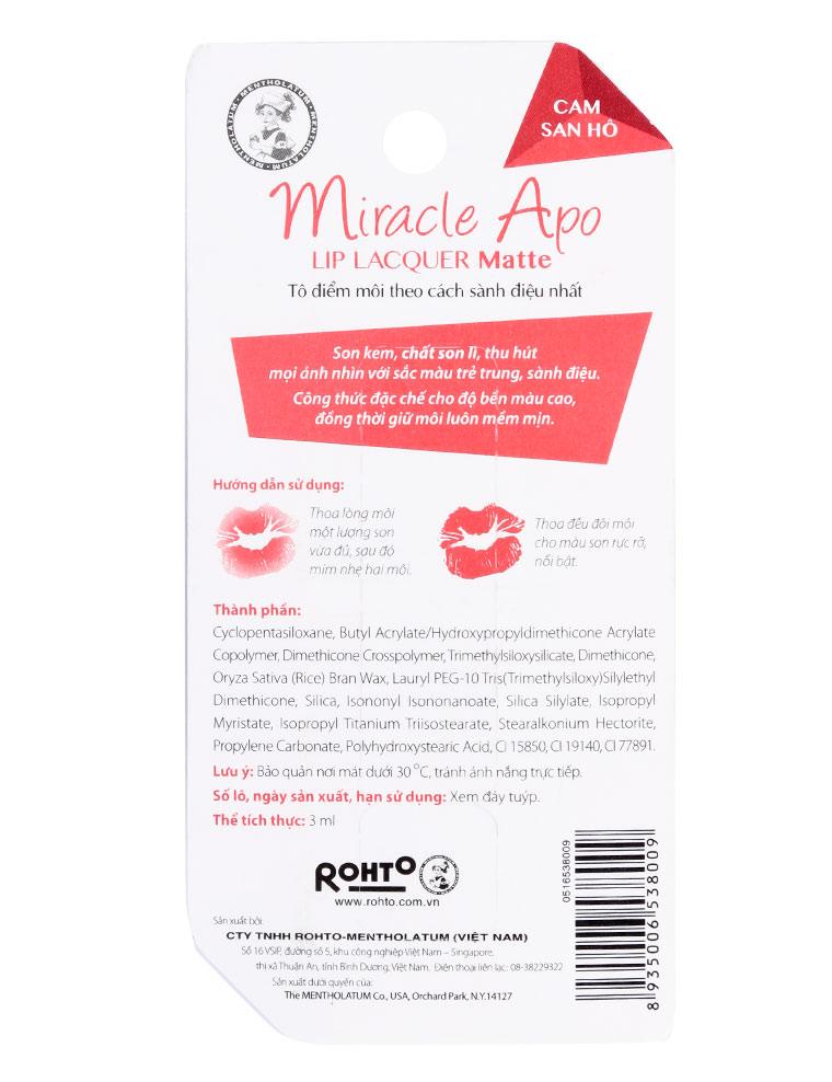 Son Miracle Apo Lip Lacquer Matte 3ML_Cam San Hô