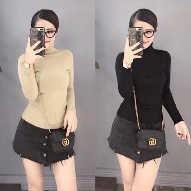 Áo len trơn cổ lọ mềm ấm Chipxinhxk