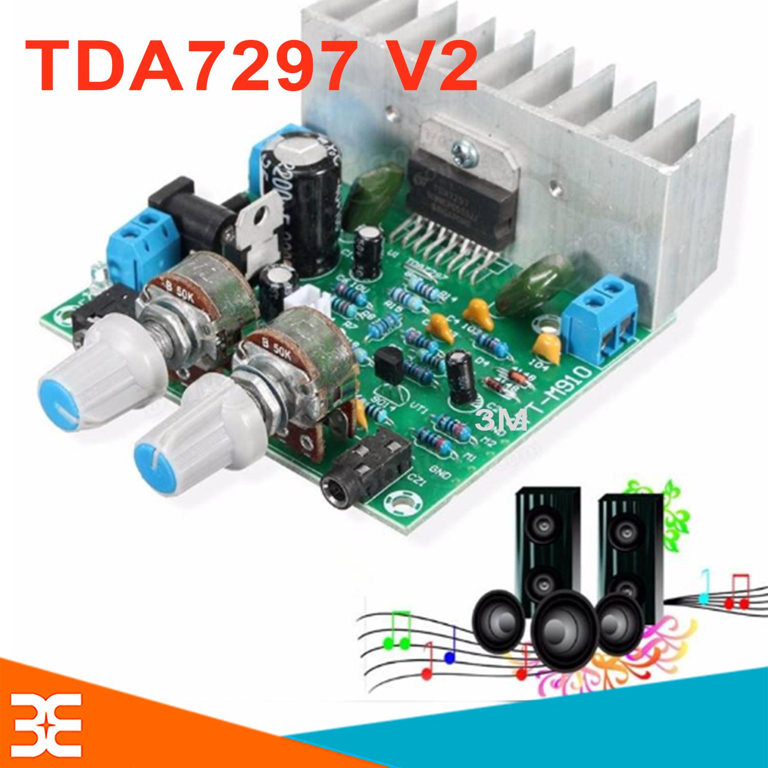 Module Khuếch Đại Audio TDA7297 12V 15W+15W V2 ( Bản nâng cấp 2 Kênh, tản nhiệt To )