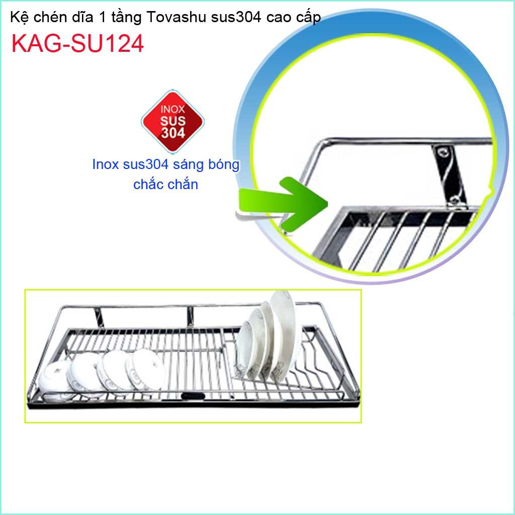 Kệ úp chén dĩa 1 tầng 800,  kệ chén dĩa inox 304 KAG-SU124