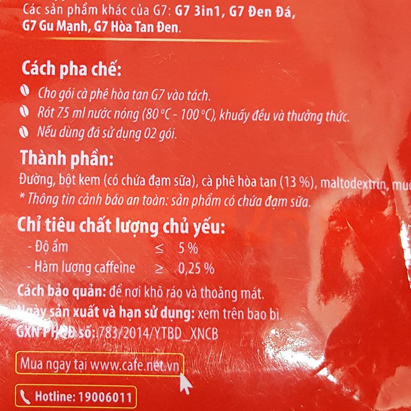 Cà phê sữa hòa tan G7 3 in 1 túi 800g (50 gói x 16g)