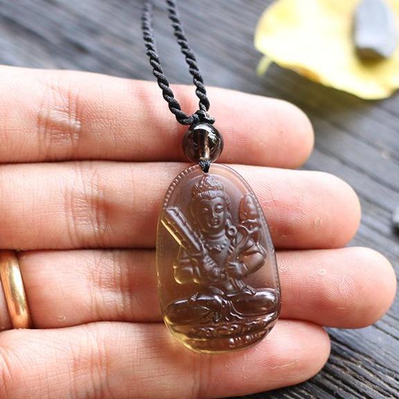 [HCM]mặt dây chuyền bản mệnh Hư Không Tạng Bồ tát thạch anh khói