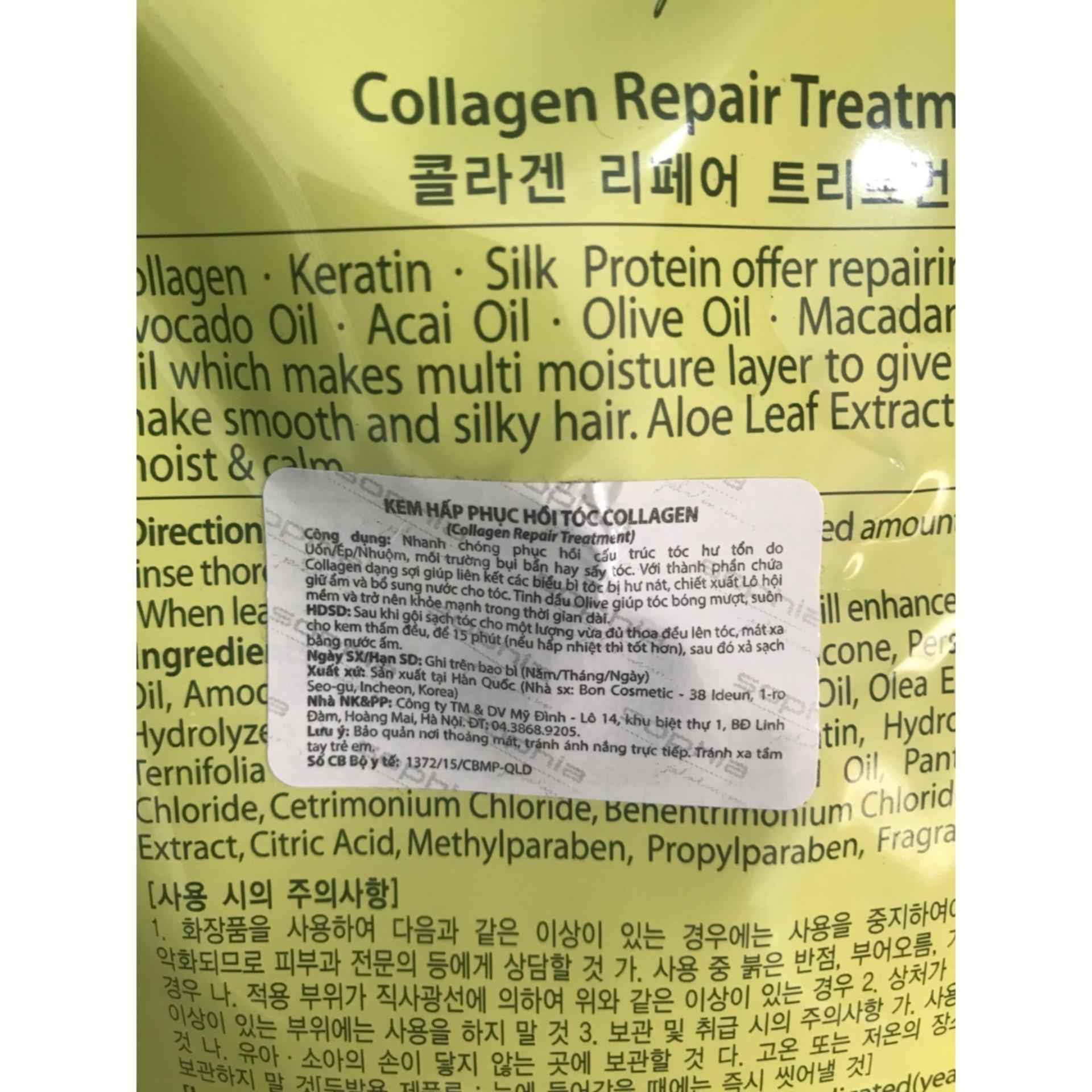 Hấp phục hồi tóc hư tổn Collagen Sophia Platinum 1500ml ( dạng túi )