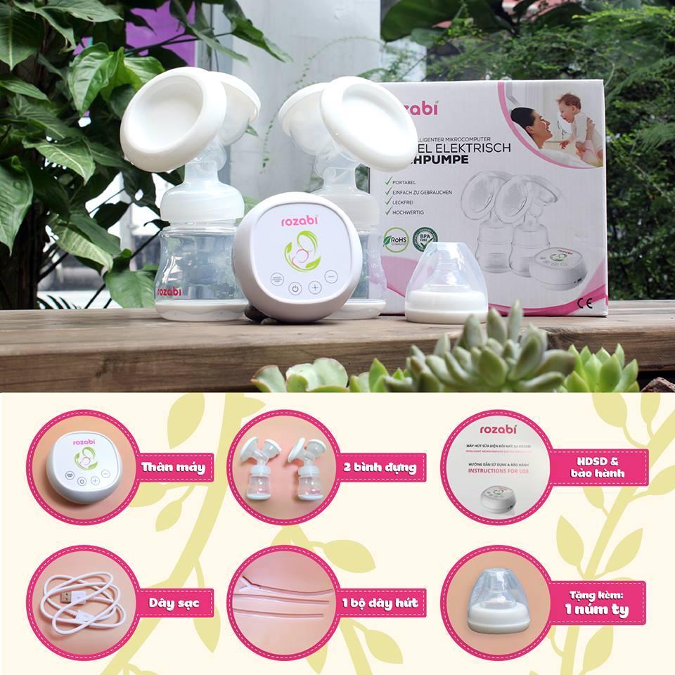 Máy hút sữa điện đôi kèm matxa 12 cấp độ Rozabi