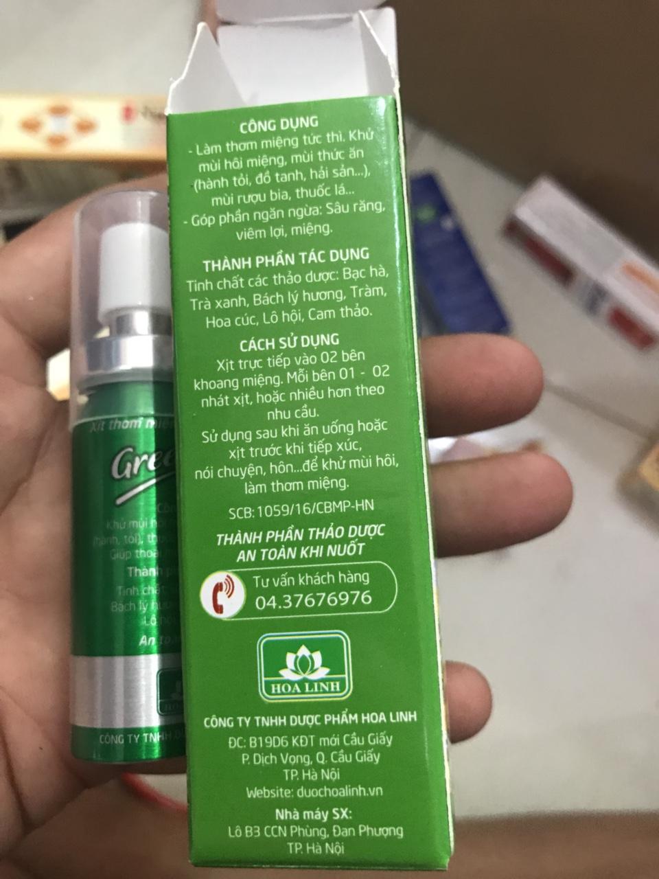 Xịt thơm miệng thảo dược Greelux Extra Cool 12ml (xanh lá)