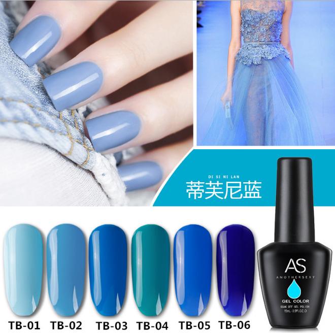 Set sơn móng gel AS xanh Blue 6 màu chai 15ml