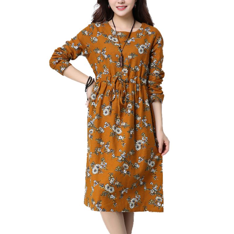 Đầm bầu công sở in hoa dài tay
