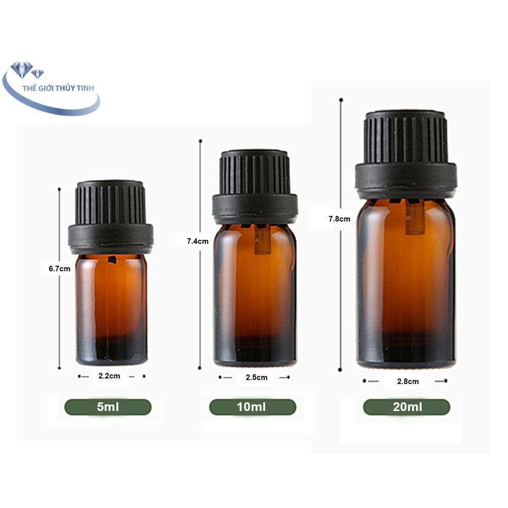 BỘ 10 CHAI THỦY TINH ĐỰNG TINH DẦU NHỎ GIỌT 20 ML