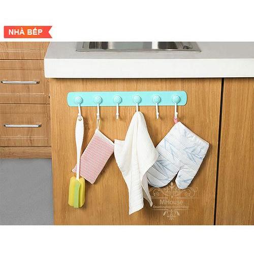 [HCM]Thanh treo 6 móc dán tường siêu chắc (nhiều màu)