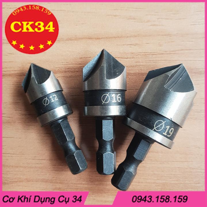 Bộ 3 mũi âm đầu vít gỗ  chuôi lục giác cho máy khoan, máy bắn vít