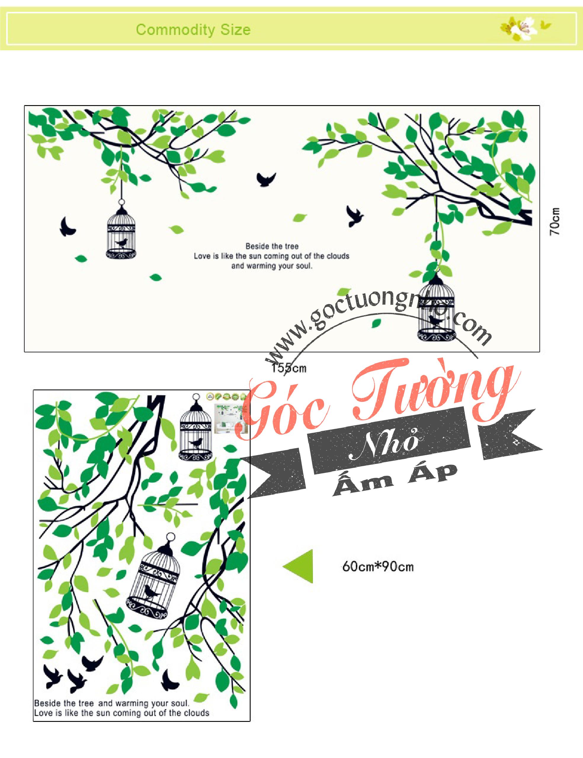 DECAL DÁN TƯỜNG HÌNH CÂY XANH AY9045