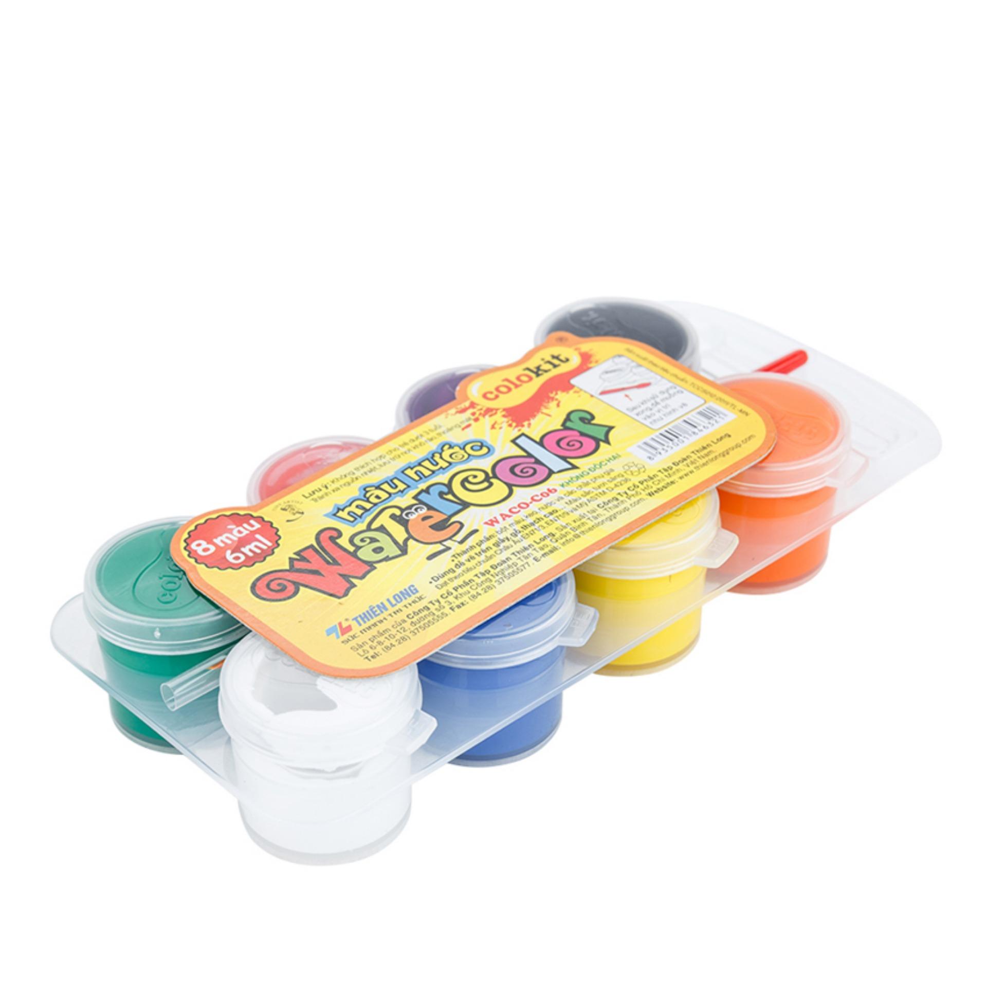 [HCM]VỈ 8 HỘP MÀU NƯỚC THIÊN LONG WACO-C06