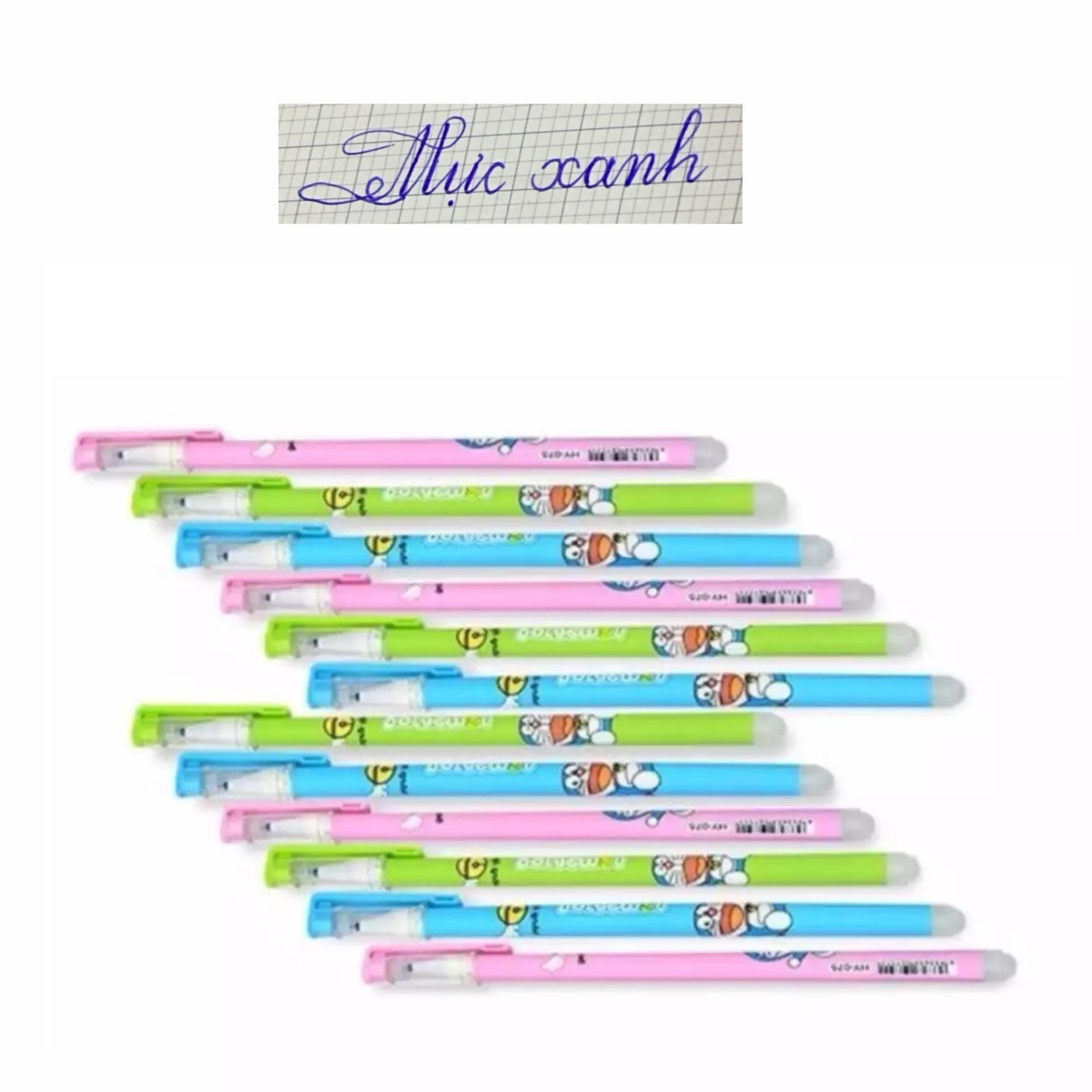Bộ 12 cây bút bi xóa được thần kỳ Đô-rê-mon (Mực màu xanh)