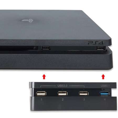 สำหรับ PS4 Slim 1 USB 3.0 + 3 USB 2.0 HUB สำหรับ PlayStation PS4 เกมคอนโซล Slim - INTL
