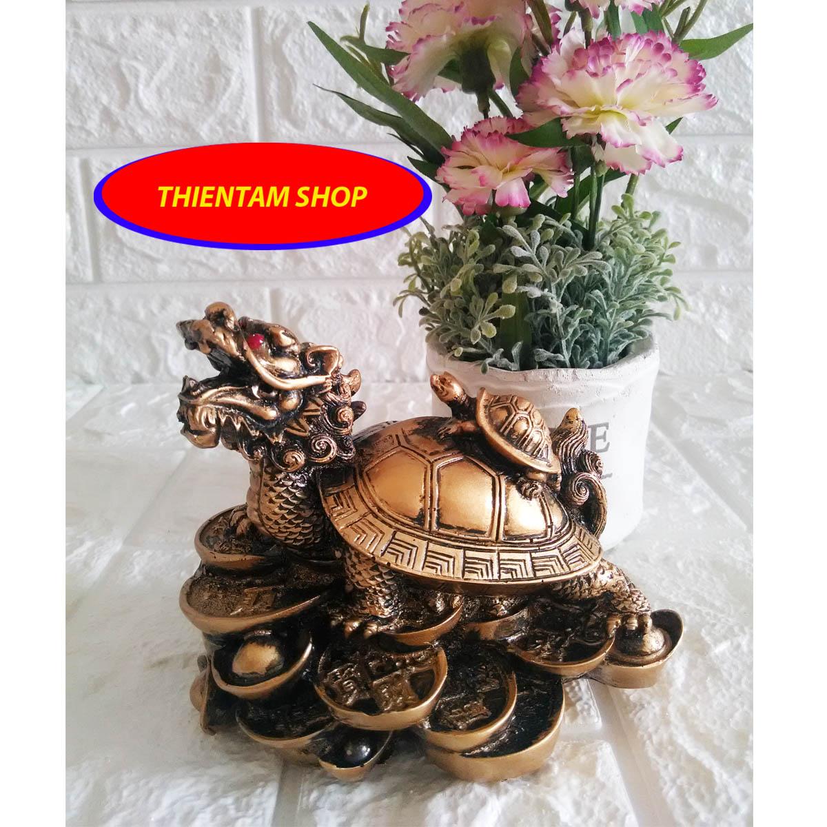 [HCM]Tượng Long Quy đại phát đá poly nhũ đồng (LQD01)