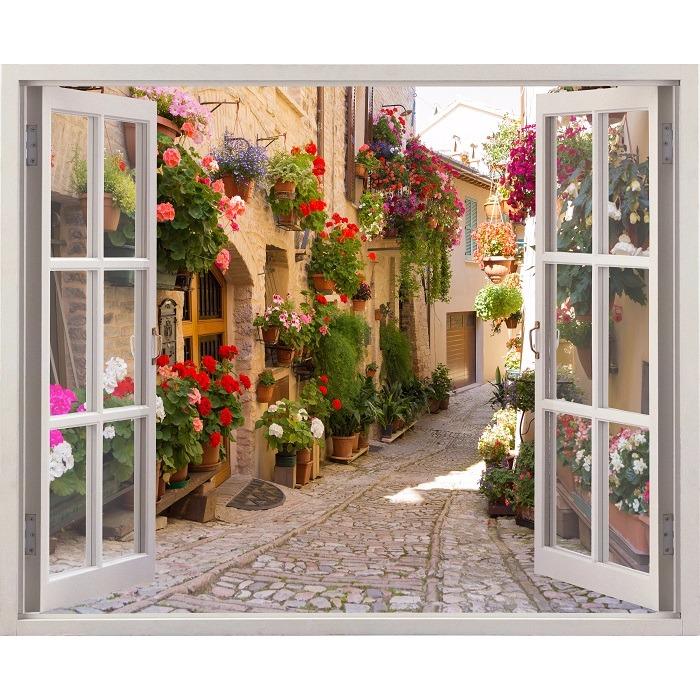 Tranh dán tường cửa sổ 3D, Tranh 3D Cảnh đẹp thiên nhiên, Giấy dán tường 3d, có sẵn keo, House Decor