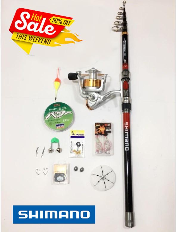 Bộ cần câu cá shimano 2m7 - 3m - 3m6 siêu bạo lực + máy bl6000 và phụ kiện kèm theo đi câu