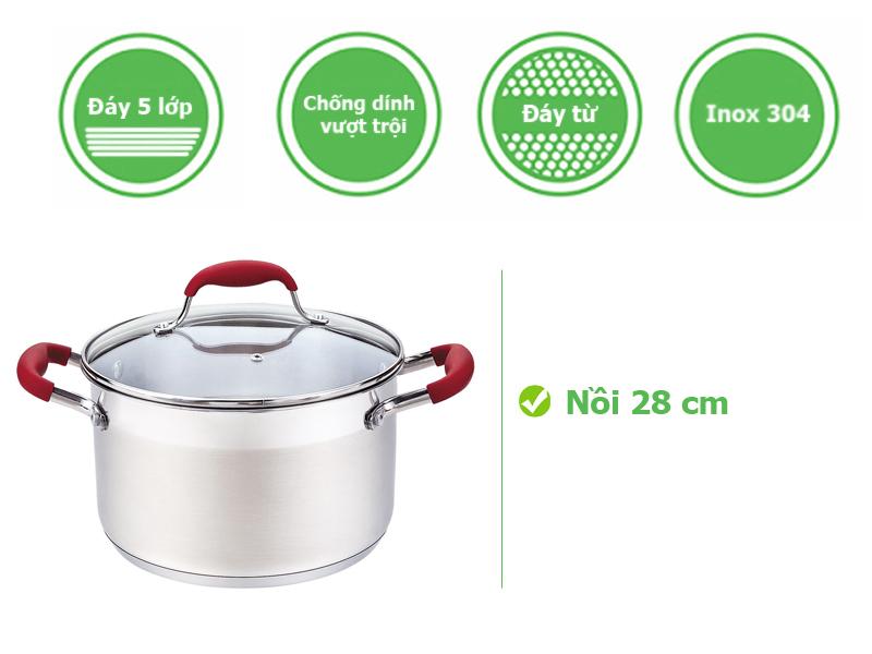 Nồi luộc gà inox 304 chống dính cao cấp, đáy từ size 28cm Elmich-2353140