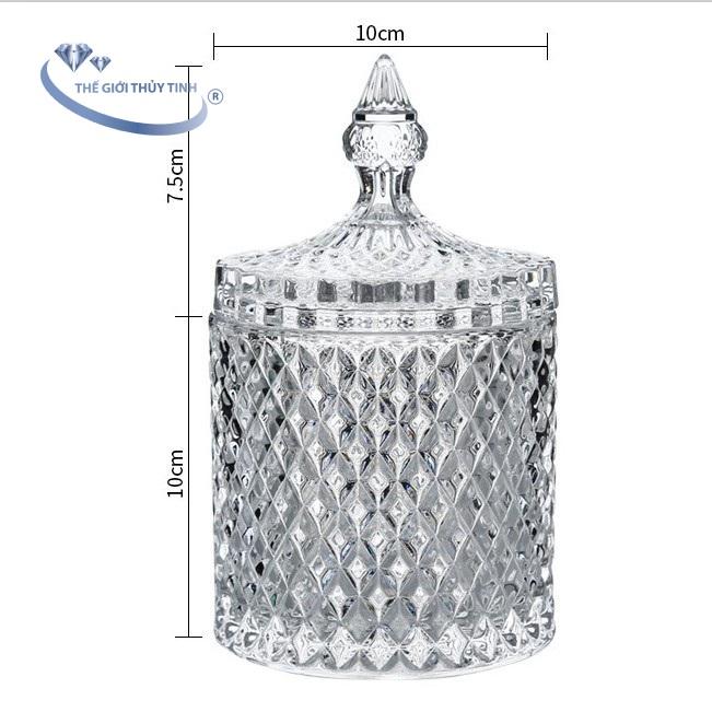 Bộ 4 Thố Mứt Thủy Tinh Pha Lê INDO