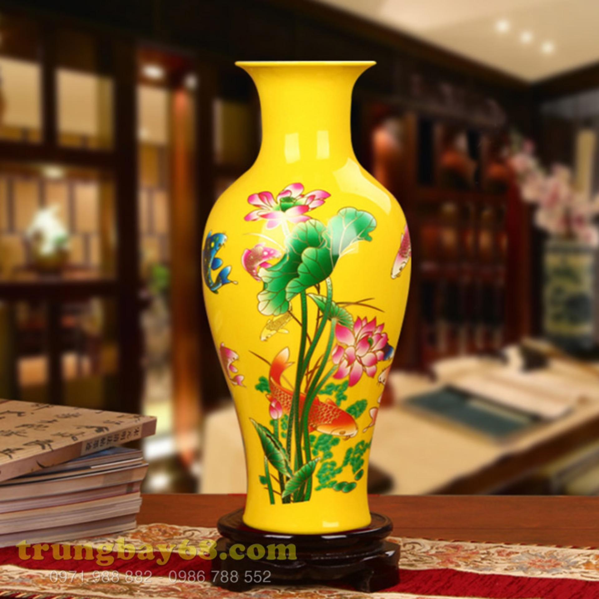 Bình hoa gốm sứ Cảnh Đức - Giang Tây MS xzgh007-Y-2(Vàng)