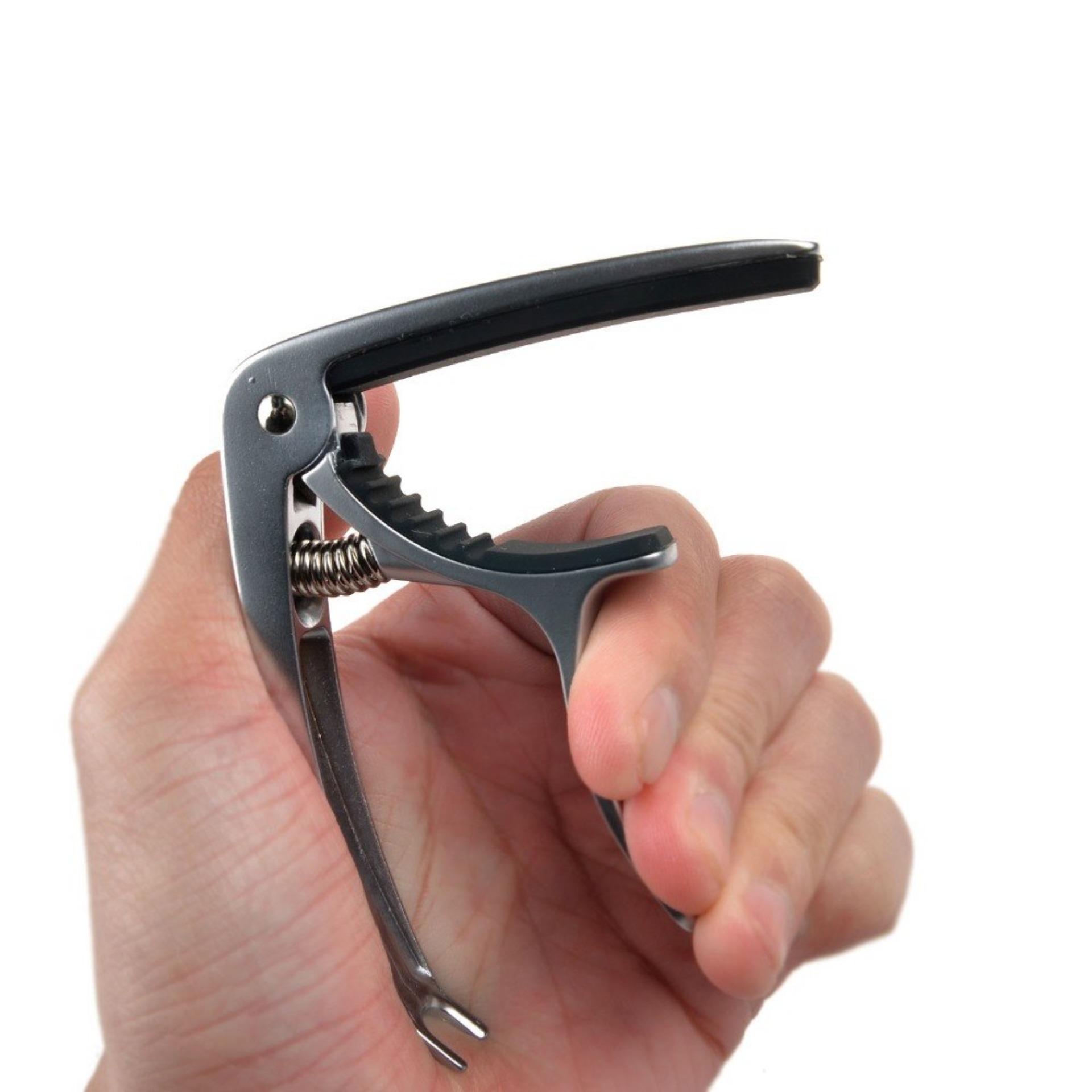 Kẹp Capo đàn guitar inox 2 chức năng (kẹp tông, bẩy chốt) màu đen