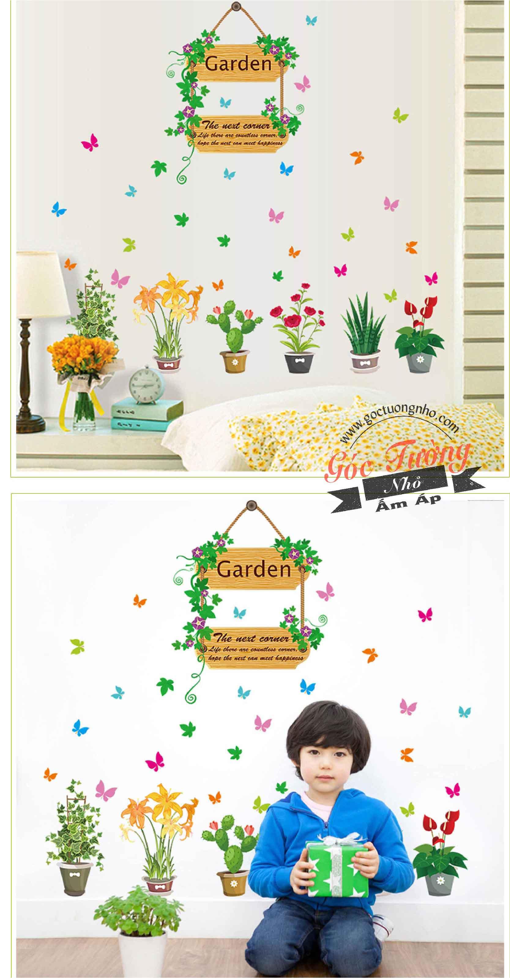 DECAL DÁN TƯỜNG HÌNH CHẬU CÂY SK7066