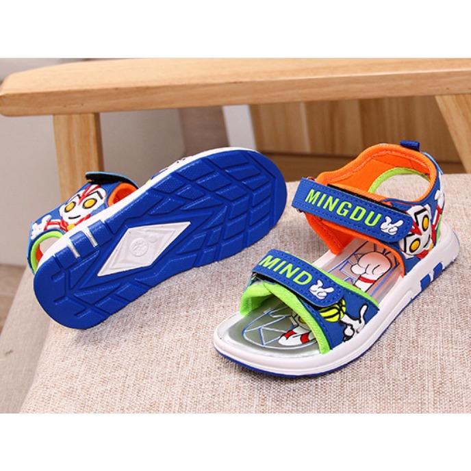 Dép sandal siêu nhân có đèn 3-7 tuổi- xanh