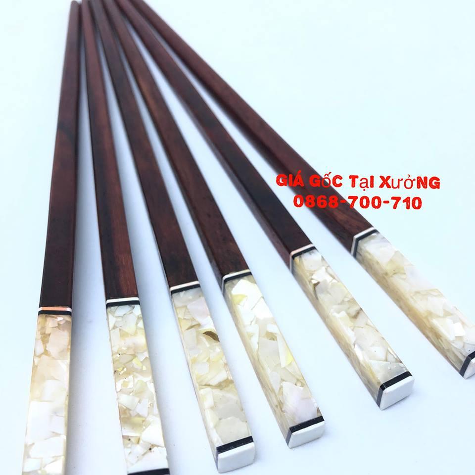 Đũa ăn gỗ TRẮC cao cấp đầu gắn trai biển