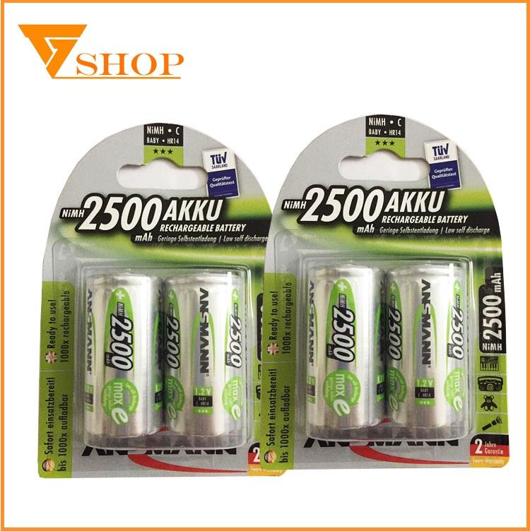 Combo 2 vỉ pin sạc trung C Ansmann 2500mAh (1 vỉ 2 viên)
