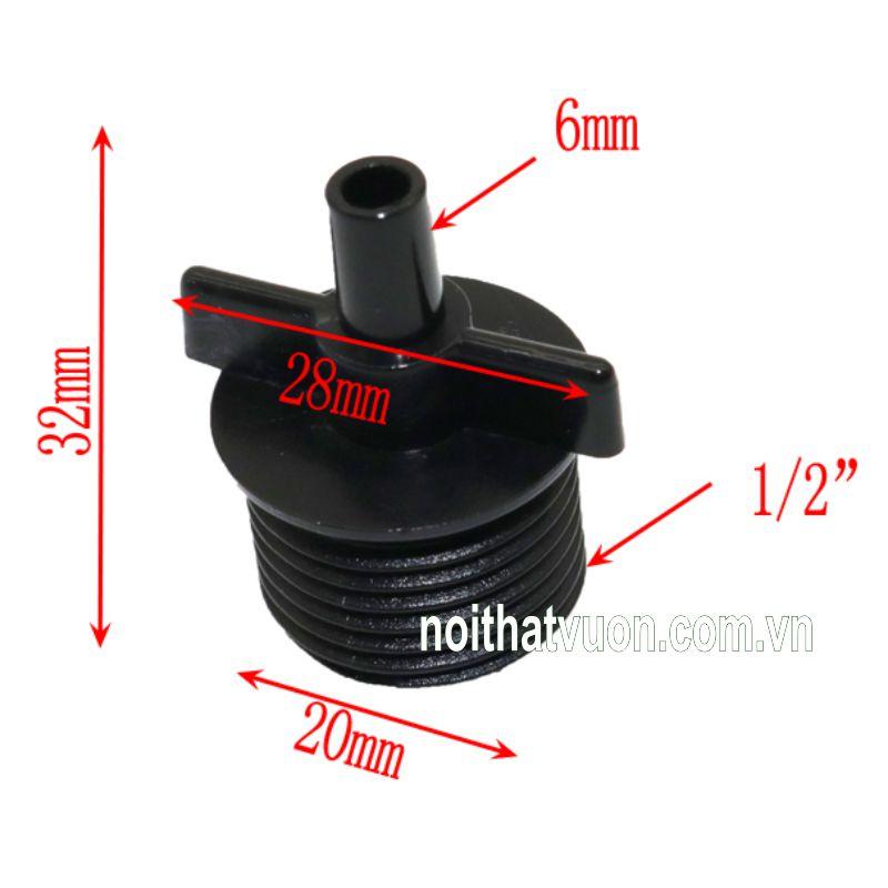 nối đầu phi 6 - 10 nối thẳng đầu phi 6 và đầu ren ngoài phi 21