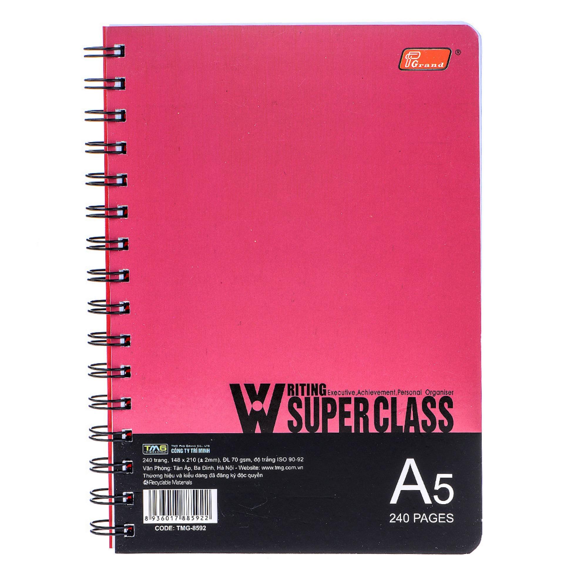 [HCM]SỔ LÒ XO BÌA NHỰA MẶT SAU A5 8592 (240 TRANG 14.8 x 21 CM)